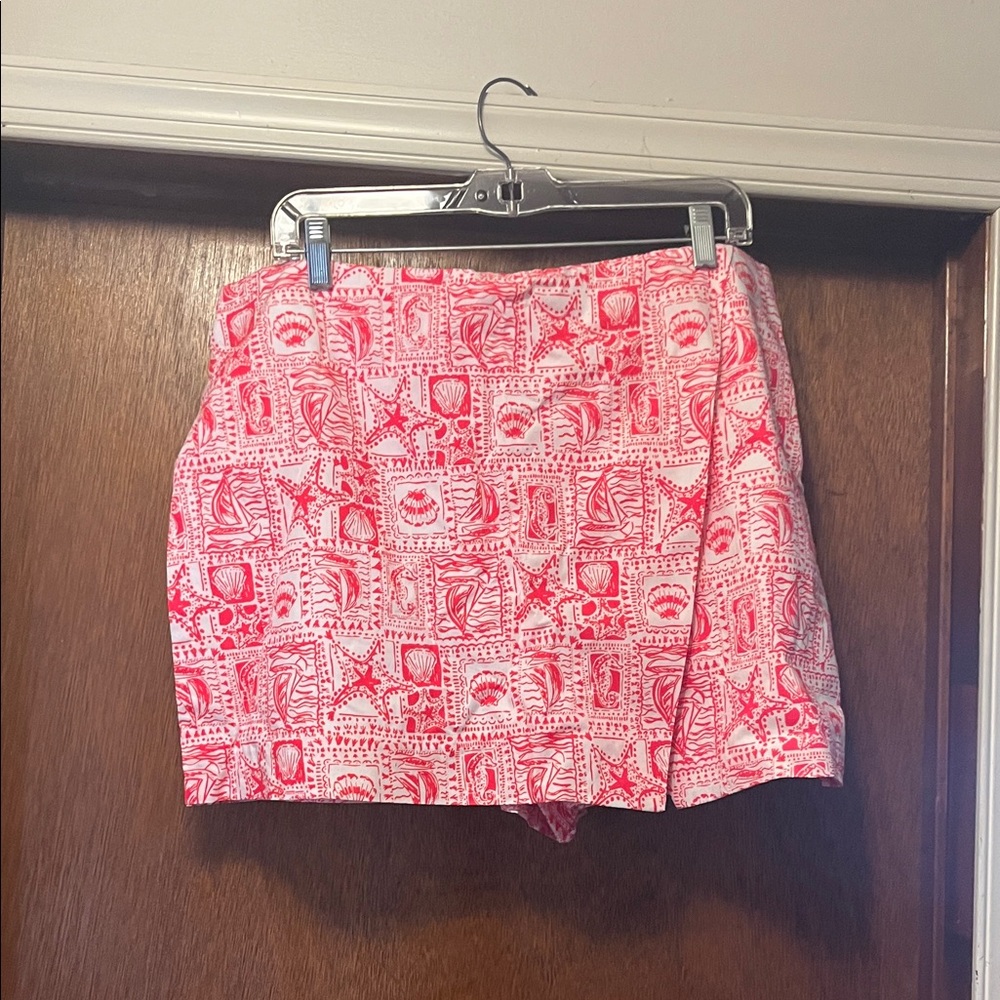 Lilly Pulitzer orange red and white skort